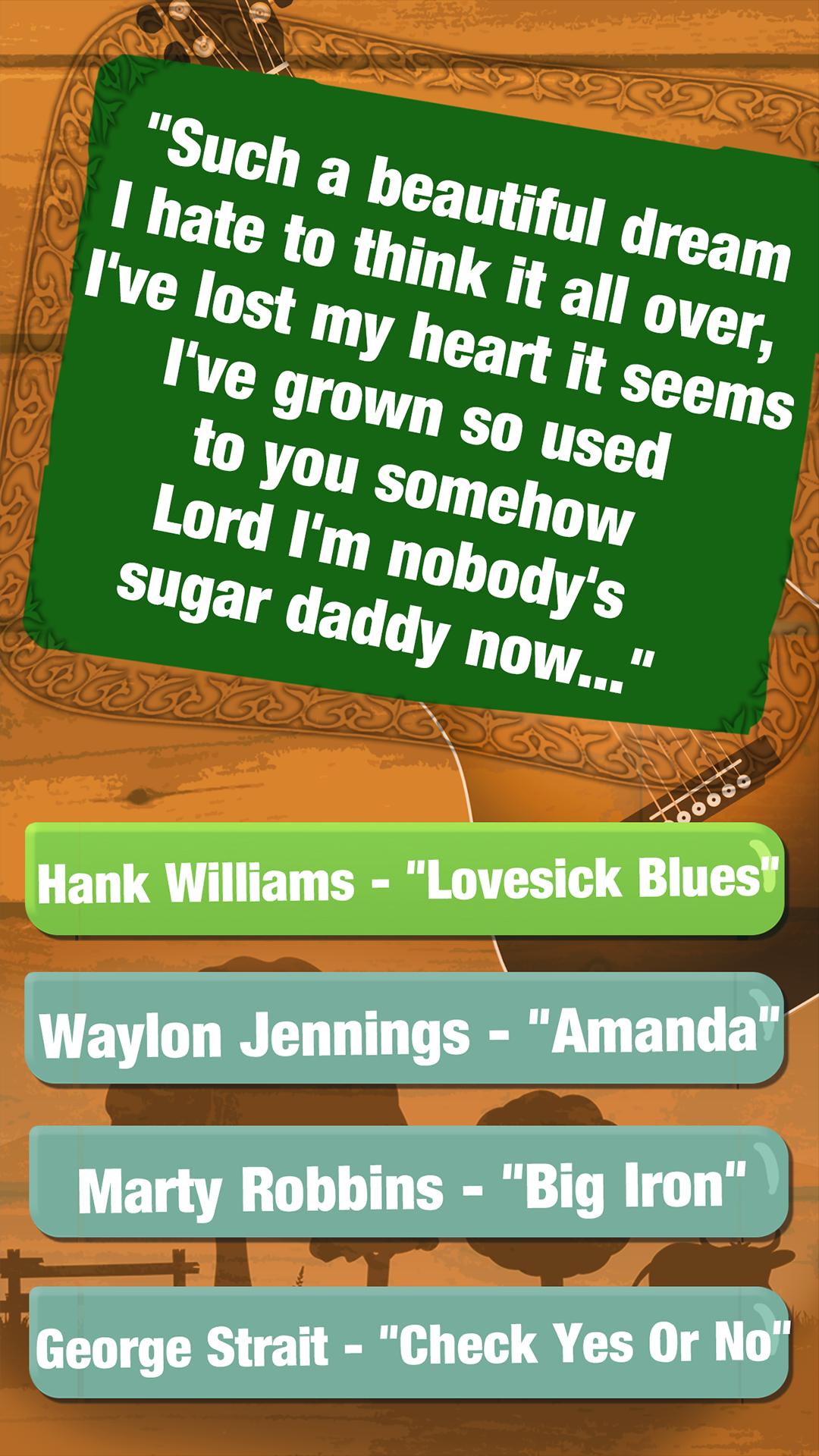 hjemmehørende romantisk nål Guess The Lyrics - Country Music Quiz for Android - APK Download