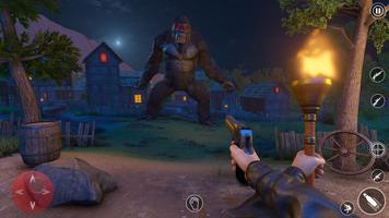 Горилла Монстр Злой Охотник 3D постер