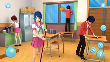 Anime Lycée Fille Sim 3d Affiche