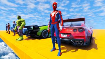 Spider hero Cars Stunt Games Poster