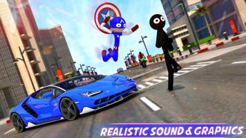 Super Stickman Spider Rope Hero Gangster City Ekran Görüntüsü 1
