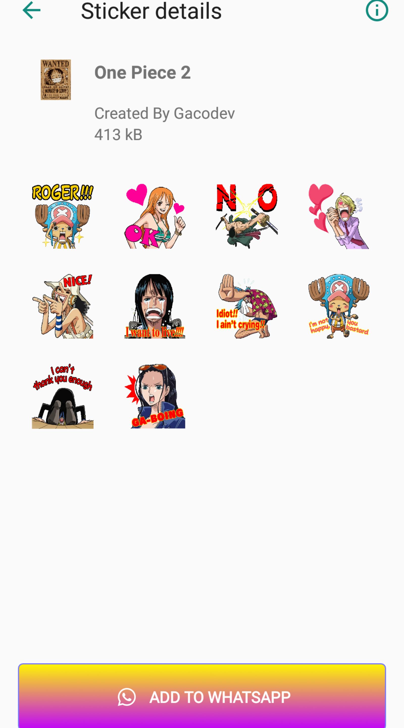Sticker Wa One Piiecce For Android Apk Download