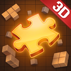 Jigsaw woods 3D block icono