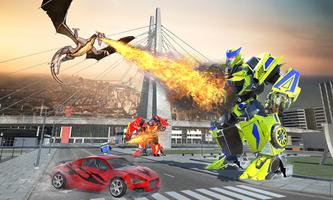 Flying Dino Robot Car Transforming Game الملصق