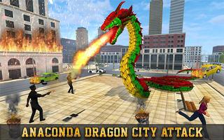 attaque de la ville de serpent dragon anaconda Affiche