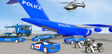 Police Car Transport Truck: Flying Airplane Cargo