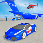 Police Car Transport Truck: Flying Airplane Cargo ikona