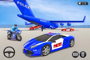 Police Car Transport Truck: Flying Airplane Cargo 포스터