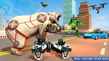 Flying Bear Robot Hero Game Cartaz