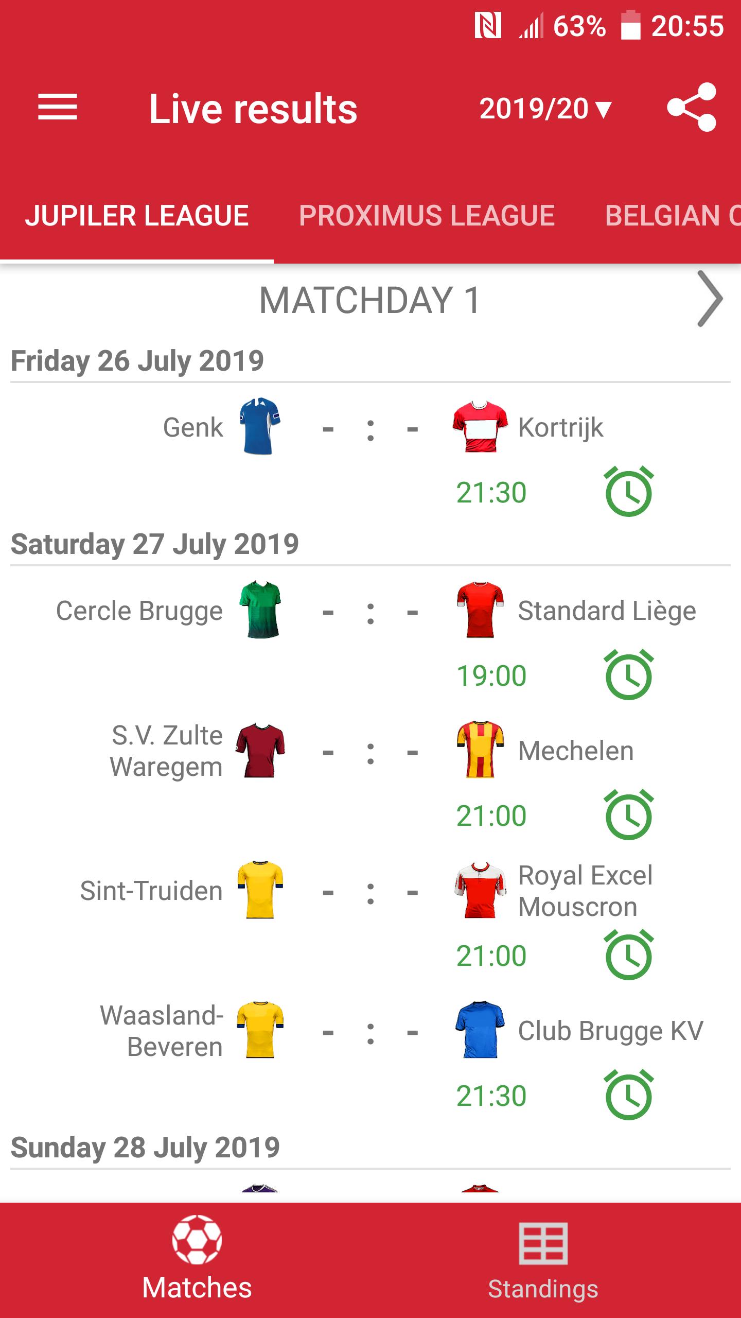 Live Scores For Jupiler League For Android Apk Download