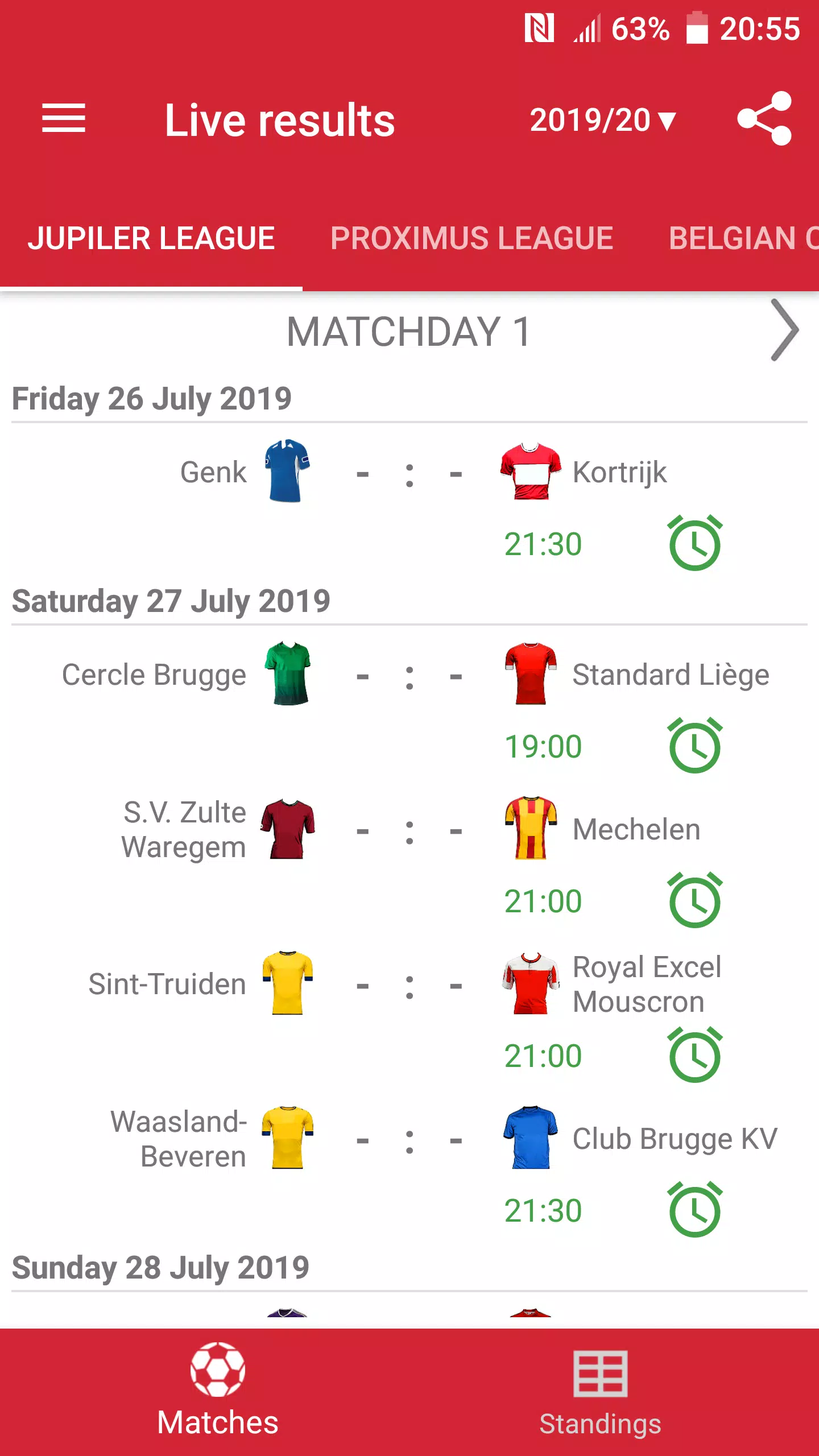 Scores for Jupiler Pro League - Belgium APK + Mod for Android.
