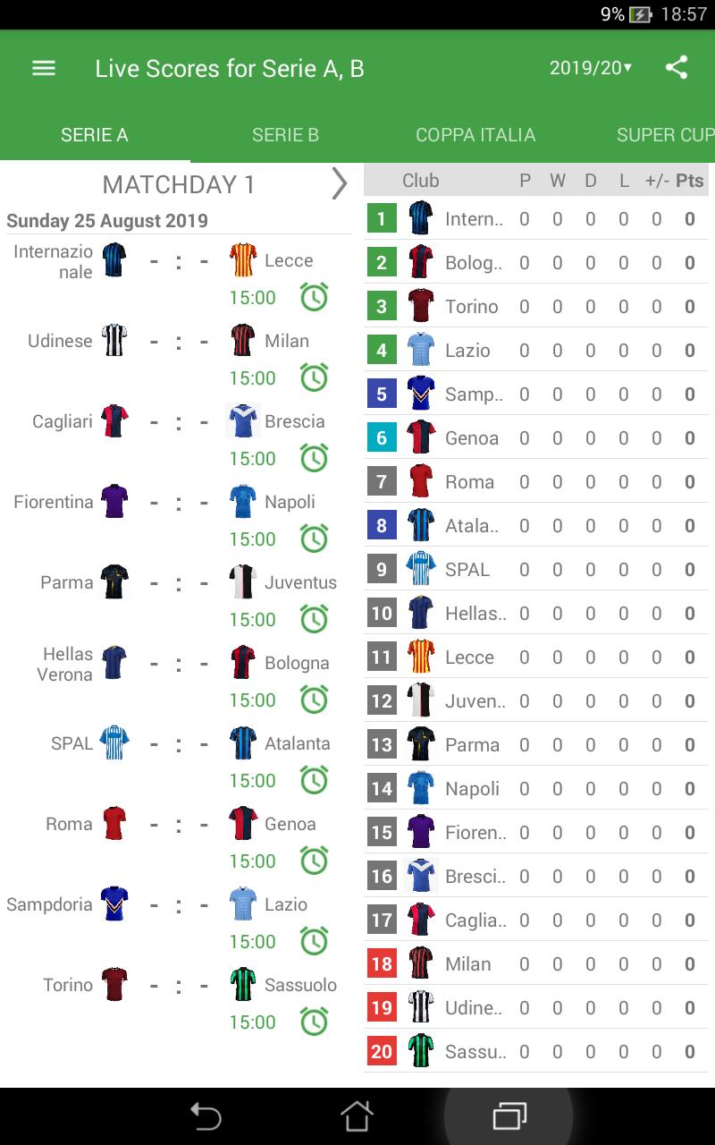 Live Scores for Serie A 2020/2021 for Android - APK Download