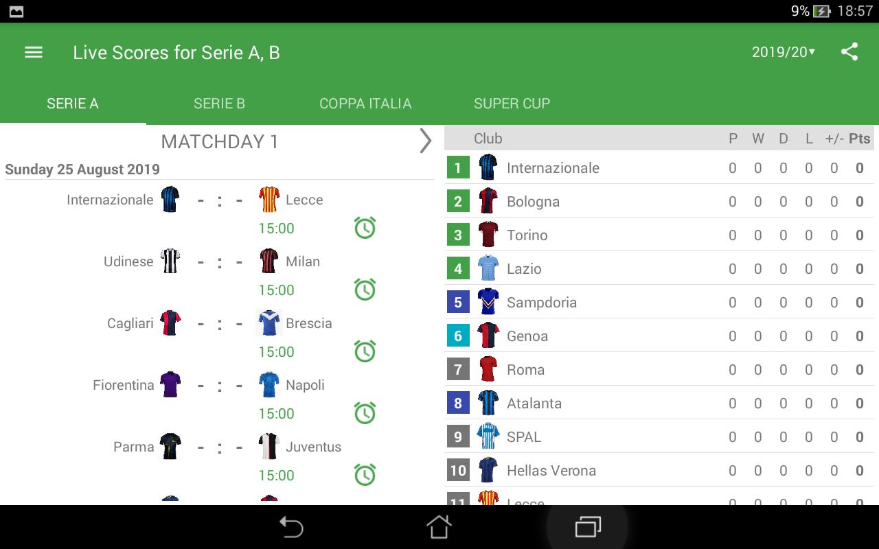 Live Scores For Serie A 2020 2021 For Android Apk Download