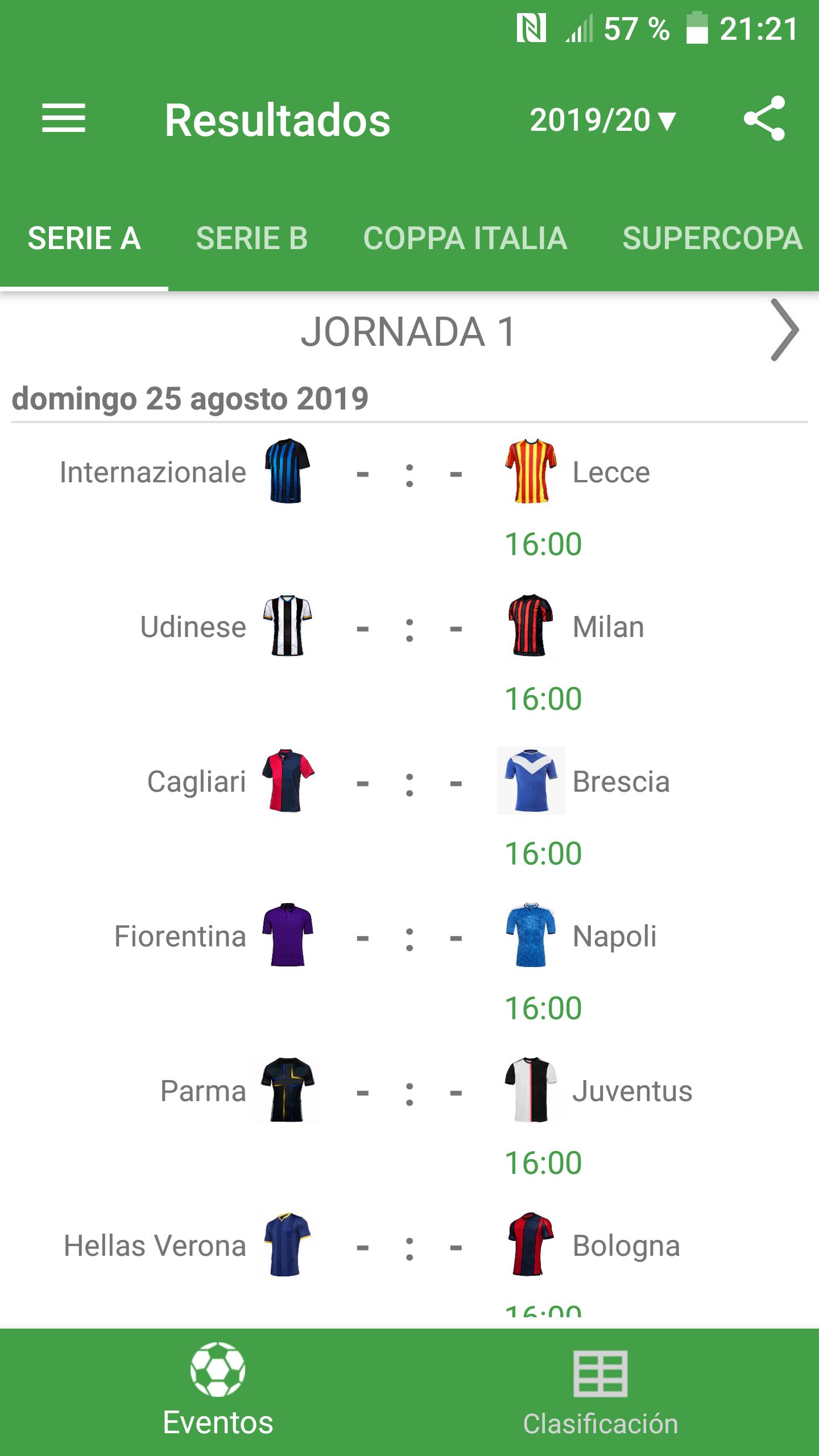 Resultados para la Serie A 2019/2020 Italia for Android - APK Download