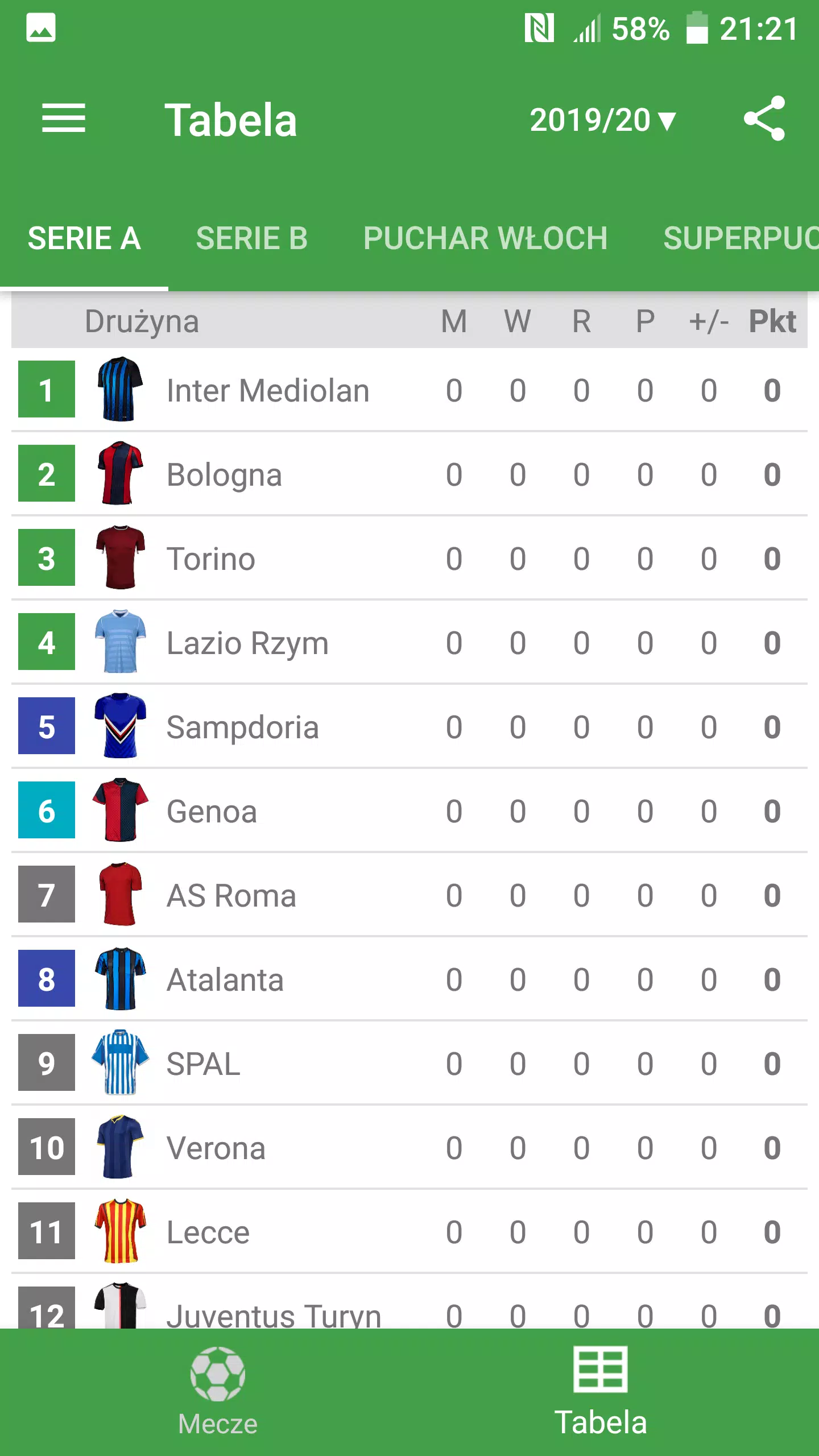 Wyniki na żywo dla Serie A 2019/2020 Włochy APK do pobrania na Androida