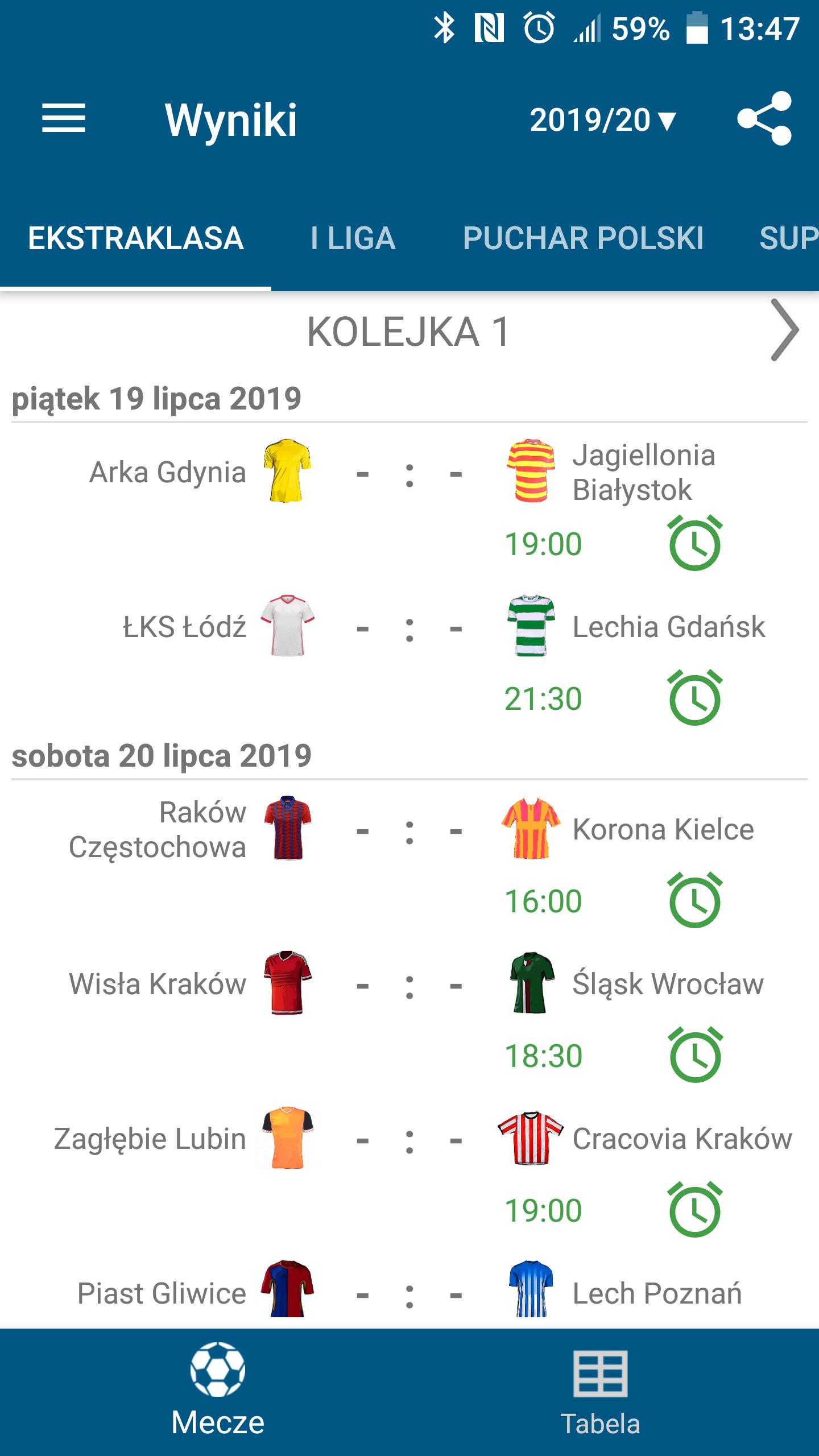 Wyniki na żywo dla Ekstraklasy for Android - APK Download