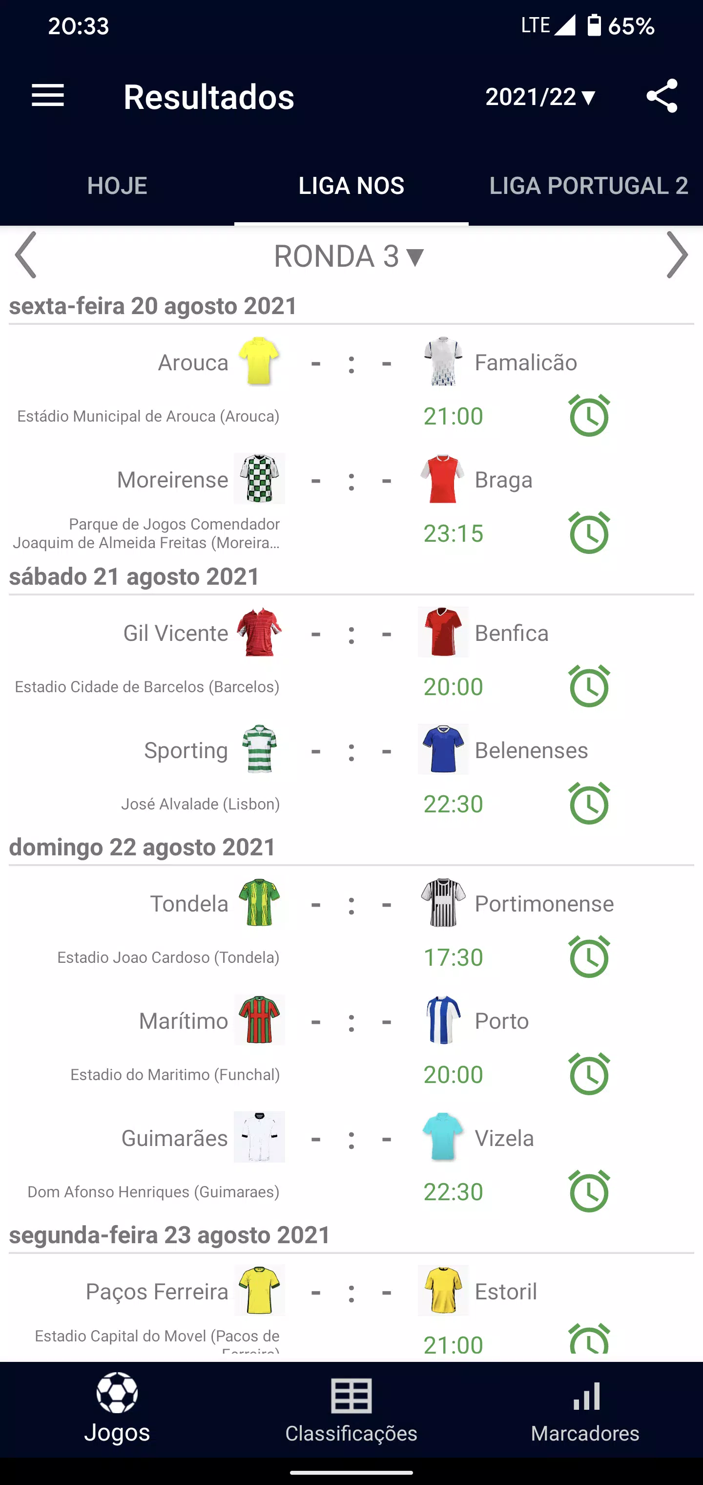 Liga Portugal 2 2023/2024 resultados, Futebol Portugal 