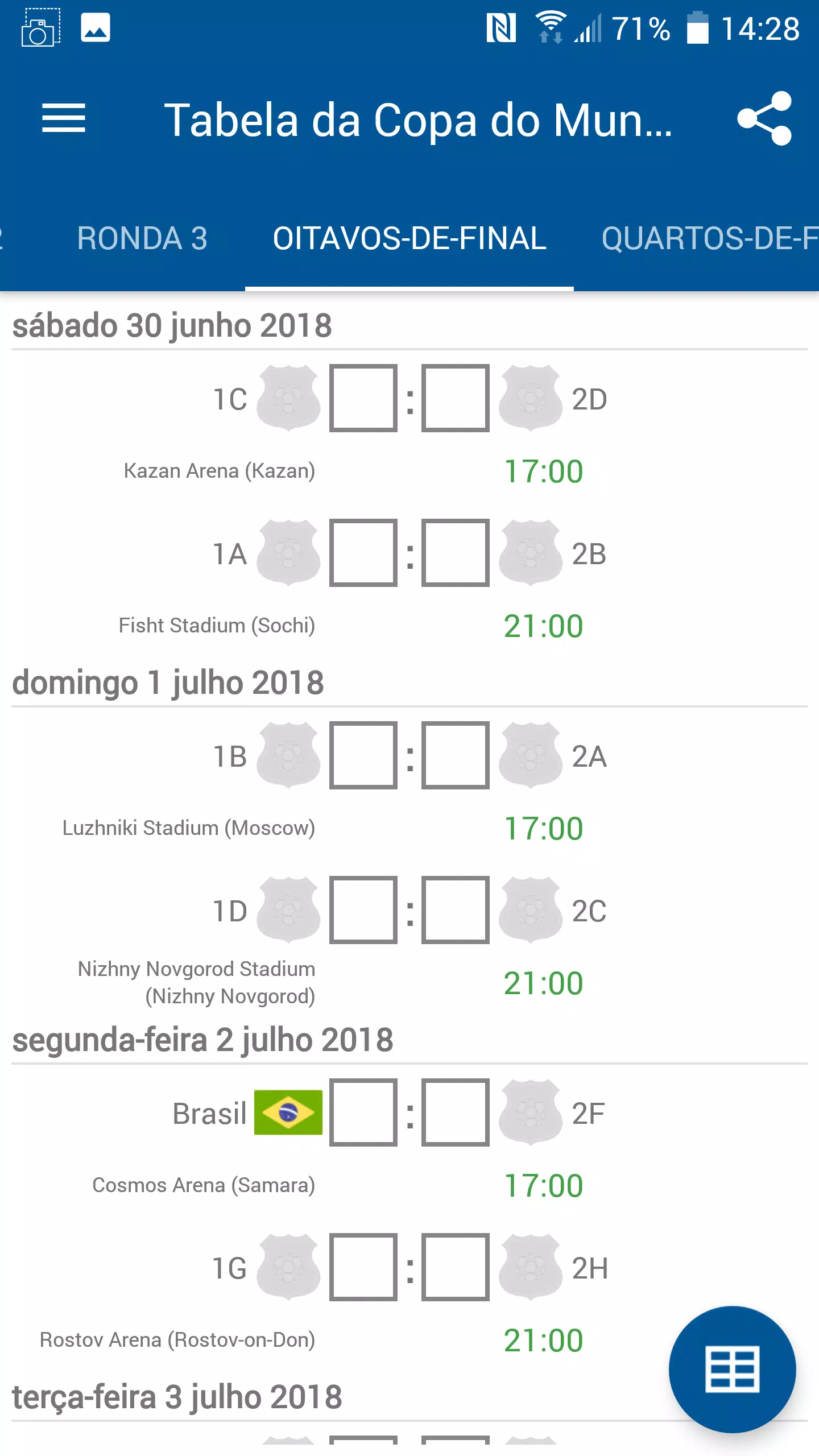 Copa do Mundo 2018: Tabela dos APK برای دانلود اندروید