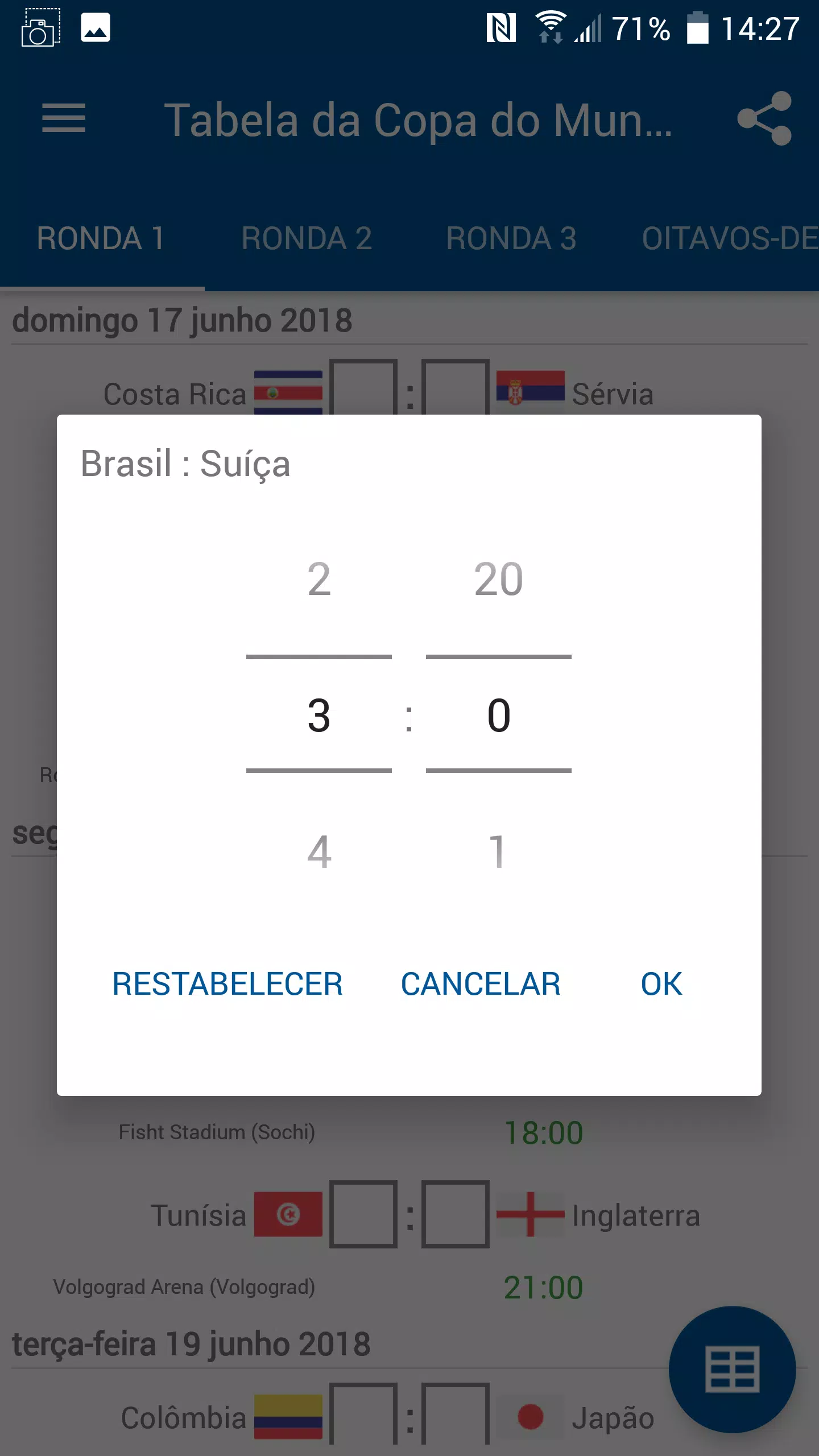 Download do APK de Tabela da Copa do Mundo 2018 R para Android