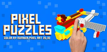 Puzzle Pixal classici fai-da-te: colorazione a blo