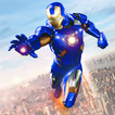 Flying Iron Robot Superhero Fighting City Rescue