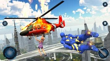 Flying Iron Robot Superhero Fighting City Rescue poster