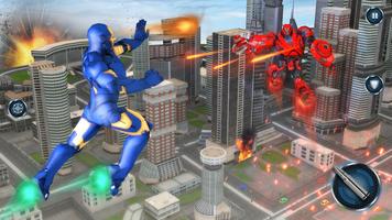 Flying Iron Robot Superhero Fighting City Rescue screenshot 2