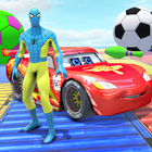 Superheroes Lightning car stunt racing buggy Games Zeichen