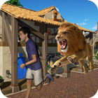 ataque de leão bravo e jogo de ícone