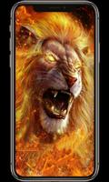 Roaring Fire Lion Lock Screen Affiche
