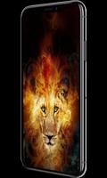 Roaring Fire Lion Lock Screen imagem de tela 1