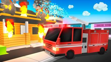 Cube Fire Truck: Firefighter الملصق