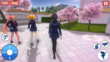 Sakura Anime Girl Fun Life 3D الملصق