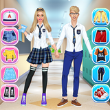 高中情侣换装游戏：打扮女孩和男孩 — 衣服和化妆游戏