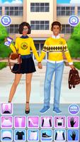 高中情侣换装游戏：打扮女孩和男孩 — 衣服和化妆游戏 截图 1