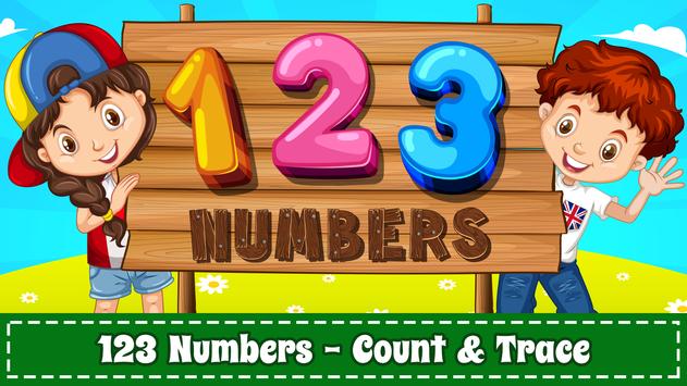 Learn Numbers 123 Kids Free Game - Count & Tracing poster