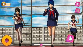 Anime lycée fille vie 3D Affiche