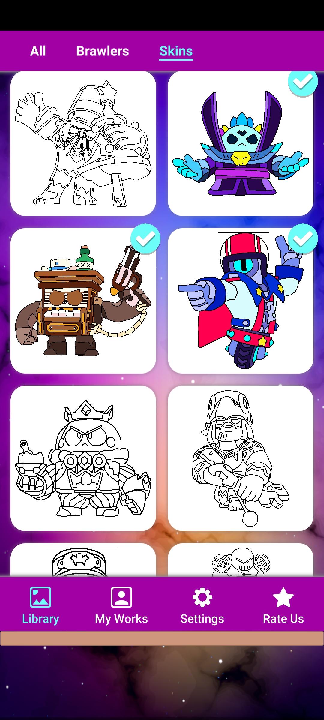 Coloring Brawl Stars All Skins 2021 For Android Apk Download - brawl stars personagens face