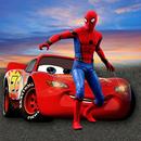Superheroes Spdier McQueen voiture Stunt Racing APK
