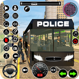 Juego de autobús policial icono