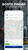 GPS-navigatie, kaart, route-poster