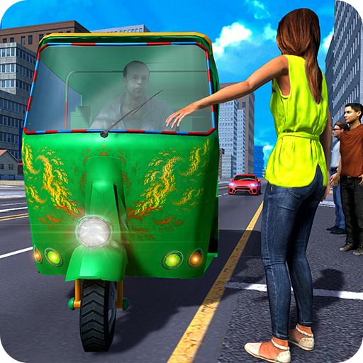 City Tuk Tuk Rickshaw Passenger Driving