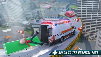 Stickman Ambulance Roof Stunts تصوير الشاشة 1