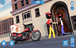 Pizza Pengiriman Stickman Simulator syot layar 1