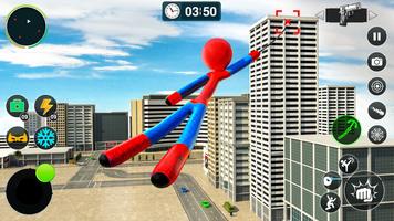 Flying Stickman Rope Hero Game ポスター