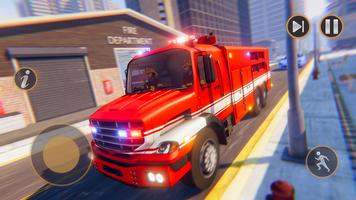 911 救助 火 トラック ゲーム 3d ポスター