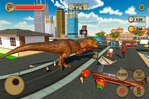 Jura dinosaurus stad aanval strijd-poster
