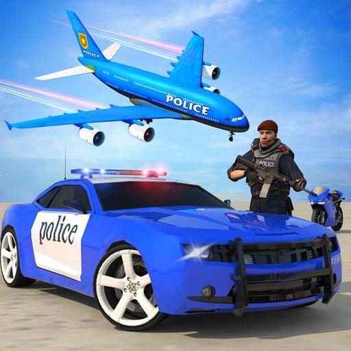Polizeiauto-Flugzeugtransporter: echter