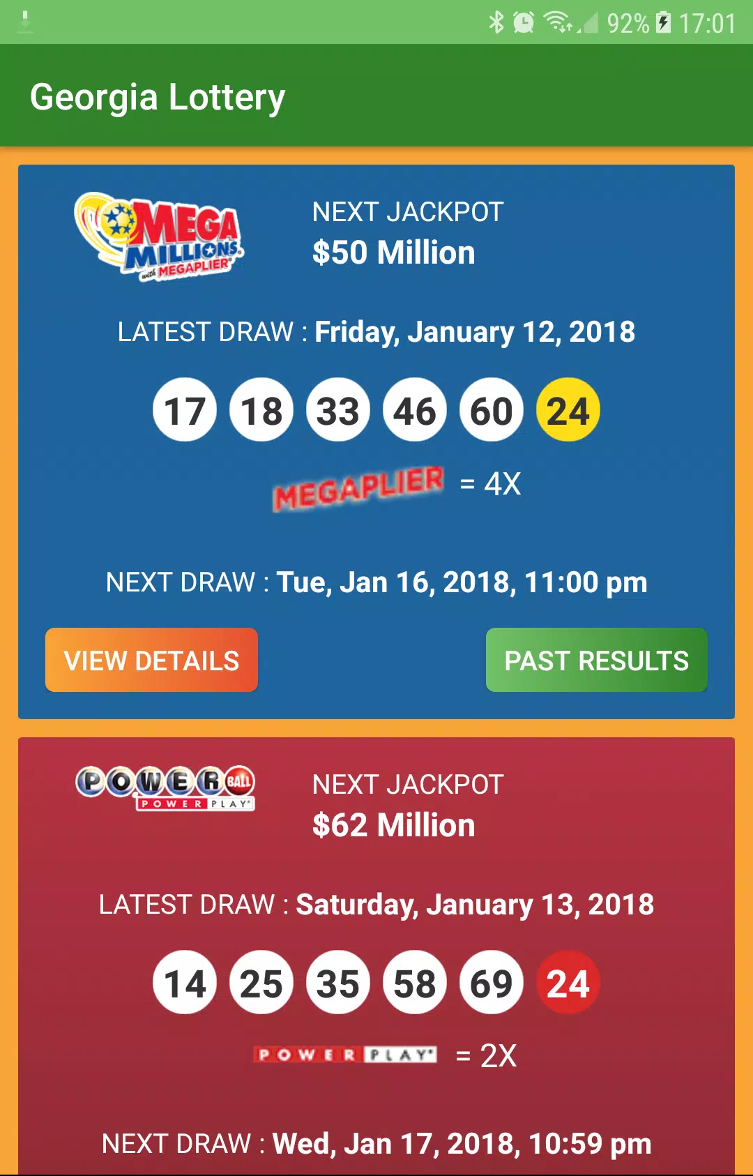 Ga Lottery Games Winning Numbers