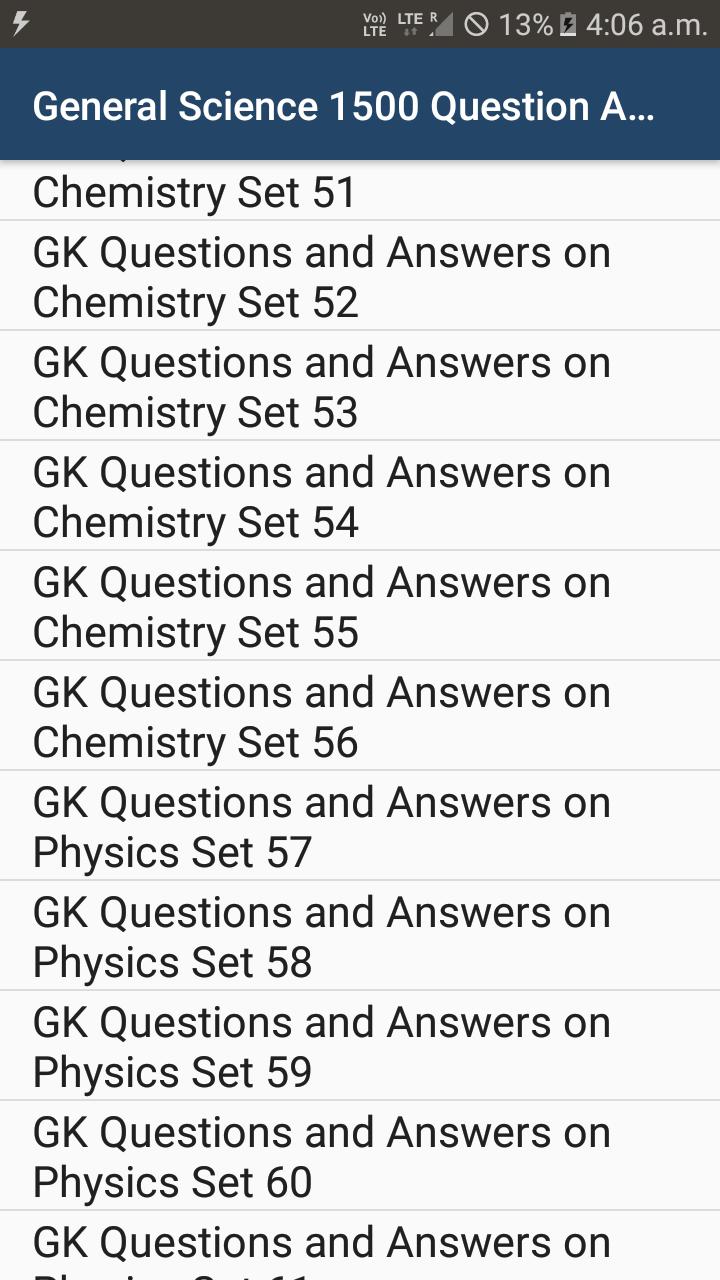 General Science Gk 1500 Question Answers For Android Apk Download